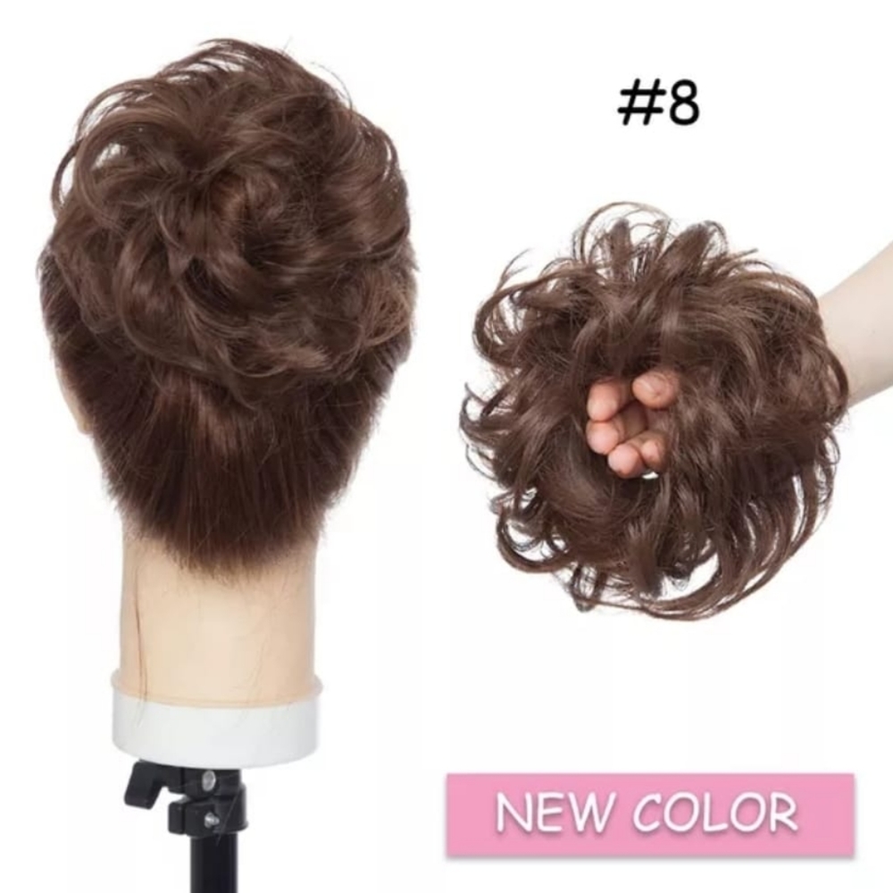 Synthetic messy bun scrunchy elastic hair band hairpieces for women
